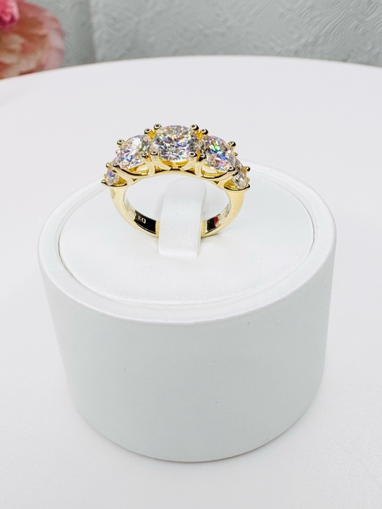 Moissanite Jewelry - MOISSANITE 3.6 ctw 5 Stone Ring 18K YG ( see video